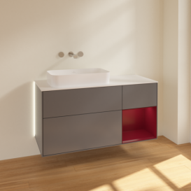 Тумба под раковину Villeroy & Boch Finion 120х50,1 см с подсветкой МДФ антрацит матовый лак/стекло белое матовое G691HBGK