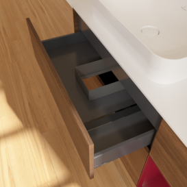 Тумба под раковину Villeroy & Boch Finion 120х50,1 см с подсветкой МДФ шпон грецкого ореха/стекло белое матовое G691HBGN