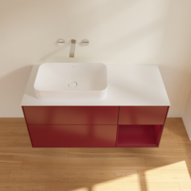 Тумба под раковину Villeroy & Boch Finion 120х50,1 см с подсветкой МДФ пион матовый лак/стекло белое матовое G691HBHB