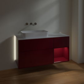 Тумба под раковину Villeroy & Boch Finion 120х50,1 см с подсветкой МДФ пион матовый лак/стекло белое матовое G691HBHB