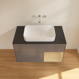 Тумба под раковину Villeroy & Boch Finion 100х50,1 см с подсветкой МДФ антрацит матовый лак/стекло черное матовое G662PCGK