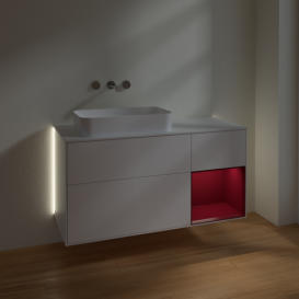 Тумба под раковину Villeroy & Boch Finion 120х50,1 см с подсветкой МДФ белый матовый лак/стекло белое матовое G691HBMT