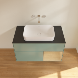 Тумба под раковину Villeroy & Boch Finion 100х50,1 см с подсветкой МДФ оливковый матовый лак/стекло черное матовое G662PCGM