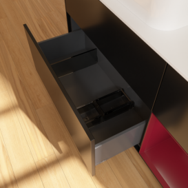 Тумба под раковину Villeroy & Boch Finion 120х50,1 см с подсветкой МДФ черный матовый лак/стекло белое матовое G691HBPD