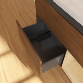 Тумба под раковину Villeroy & Boch Finion 100х50,1 см с подсветкой МДФ шпон грецкого ореха/стекло черное матовое G662PCGN