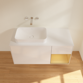 Тумба под раковину Villeroy & Boch Finion 120х50,1 см с подсветкой МДФ глянцевый белый лак/стекло белое матовое G691HFGF