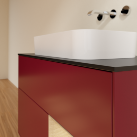 Тумба під раковину Villeroy & Boch Finion 100х50,1 см з підсвічуванням МДФ півонія матовий лак/скло чорне матове G662PCHB