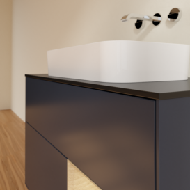 Тумба під раковину Villeroy & Boch Finion 100х50,1 см із підсвічуванням МДФ темно-синій матовий лак/скло чорне матове G662PCHG