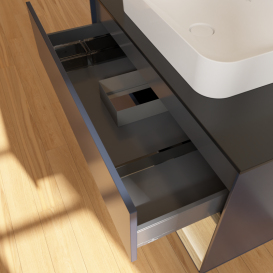 Тумба під раковину Villeroy & Boch Finion 100х50,1 см із підсвічуванням МДФ темно-синій матовий лак/скло чорне матове G662PCHG