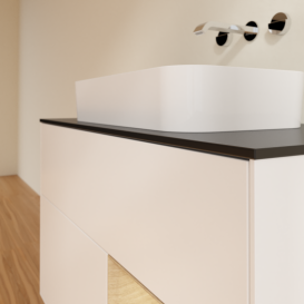 Тумба под раковину Villeroy & Boch Finion 100х50,1 см с подсветкой МДФ белый матовый лак/стекло черное матовое G662PCMT