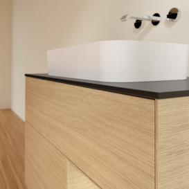 Тумба под раковину Villeroy & Boch Finion 100х50,1 см с подсветкой МДФ шпон дуба/стекло черное матовое G662PCPC