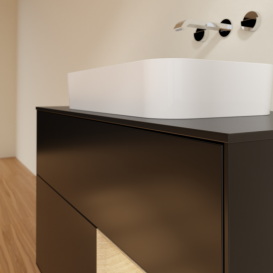 Тумба под раковину Villeroy & Boch Finion 100х50,1 см с подсветкой МДФ черный матовый лак/стекло черное матовое G662PCPD