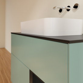 Тумба под раковину Villeroy & Boch Finion 100х50,1 см с подсветкой МДФ оливковый матовый лак/стекло черное матовое G662PDGM