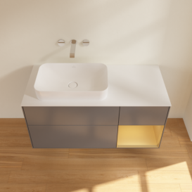 Тумба под раковину Villeroy & Boch Finion 120х50,1 см с подсветкой МДФ антрацит матовый лак/стекло белое матовое G691HFGK