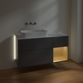 Тумба под раковину Villeroy & Boch Finion 120х50,1 см с подсветкой МДФ антрацит матовый лак/стекло белое матовое G691HFGK