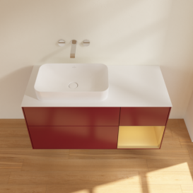 Тумба под раковину Villeroy & Boch Finion 120х50,1 см с подсветкой МДФ пион матовый лак/стекло белое матовое G691HFHB