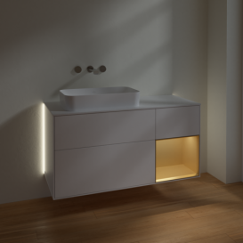 Тумба под раковину Villeroy & Boch Finion 120х50,1 см с подсветкой МДФ белый матовый лак/стекло белое матовое G691HFMT