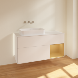 Тумба под раковину Villeroy & Boch Finion 120х50,1 см с подсветкой МДФ белый матовый лак/стекло белое матовое G691HFMT