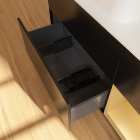 Тумба под раковину Villeroy & Boch Finion 120х50,1 см с подсветкой МДФ черный матовый лак/стекло белое матовое G691HFPD