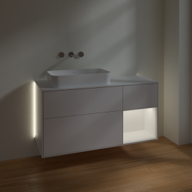 Тумба под раковину Villeroy & Boch Finion 120х50,1 см с подсветкой МДФ глянцевый белый лак/стекло белое матовое G691MTGF