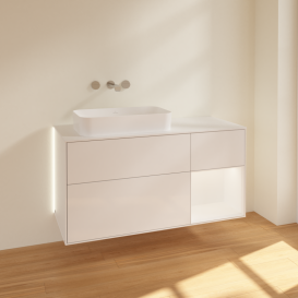 Тумба под раковину Villeroy & Boch Finion 120х50,1 см с подсветкой МДФ глянцевый белый лак/стекло белое матовое G691MTGF