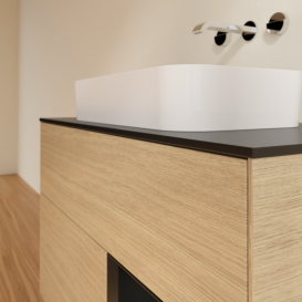 Тумба под раковину Villeroy & Boch Finion 100х50,1 см с подсветкой МДФ шпон дуба/стекло черное матовое G662PDPC