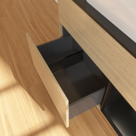 Тумба под раковину Villeroy & Boch Finion 100х50,1 см с подсветкой МДФ шпон дуба/стекло черное матовое G662PDPC