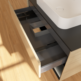 Тумба под раковину Villeroy & Boch Finion 100х50,1 см с подсветкой МДФ шпон дуба/стекло черное матовое G662PDPC