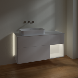 Тумба под раковину Villeroy & Boch Finion 120х50,1 см с подсветкой МДФ белый матовый лак/стекло белое матовое G691MTMT