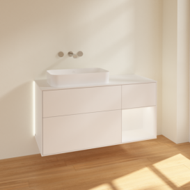 Тумба под раковину Villeroy & Boch Finion 120х50,1 см с подсветкой МДФ белый матовый лак/стекло белое матовое G691MTMT