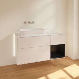 Тумба под раковину Villeroy & Boch Finion 120х50,1 см с подсветкой МДФ глянцевый белый лак/стекло белое матовое G691PDGF