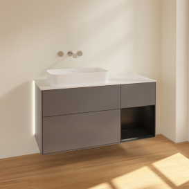 Тумба под раковину Villeroy & Boch Finion 120х50,1 см с подсветкой МДФ антрацит матовый лак/стекло белое матовое G691PDGK