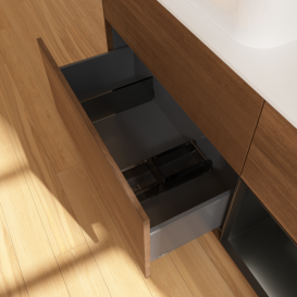 Тумба під раковину Villeroy & Boch Finion 120х50,1 см із підсвічуванням МДФ шпон волоського горіха/скло біле матове G691PDGN