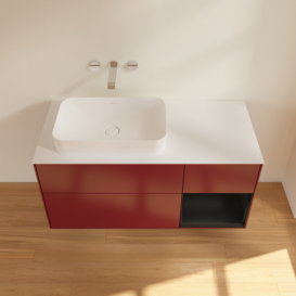 Тумба під раковину Villeroy & Boch Finion 120х50,1 см з підсвічуванням МДФ півонія матовий лак/скло біле матове G691PDHB