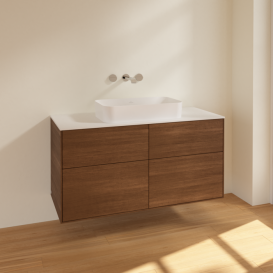 Тумба под раковину Villeroy & Boch Finion 120х50,1 см МДФ шпон грецкого ореха/стекло белое матовое F67100GN