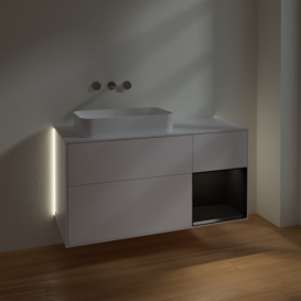 Тумба под раковину Villeroy & Boch Finion 120х50,1 см с подсветкой МДФ белый матовый лак/стекло белое матовое G691PDMT