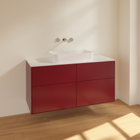 Тумба под раковину Villeroy & Boch Finion 120х50,1 см МДФ пион матовый лак/стекло белое матовое F67100HB