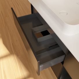 Тумба под раковину Villeroy & Boch Finion 120х50,1 см с подсветкой МДФ черный матовый лак/стекло белое матовое G691PDPD