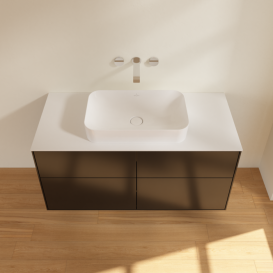 Тумба под раковину Villeroy & Boch Finion 120х50,1 см МДФ черный матовый лак/стекло белое матовое F67100PD