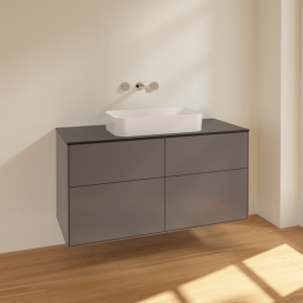 Тумба под раковину Villeroy & Boch Finion 120х50,1 см МДФ антрацит матовый лак/стекло черное матовое F67200GK