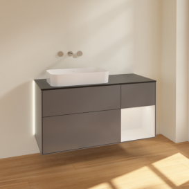 Тумба под раковину Villeroy & Boch Finion 120х50,1 см с подсветкой МДФ антрацит матовый лак/стекло черное матовое G692GFGK