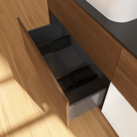 Тумба под раковину Villeroy & Boch Finion 120х50,1 см с подсветкой МДФ шпон грецкого ореха/стекло черное матовое G692GFGN