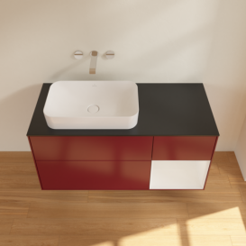 Тумба под раковину Villeroy & Boch Finion 120х50,1 см с подсветкой МДФ пион матовый лак/стекло черное матовое G692GFHB