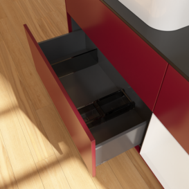 Тумба под раковину Villeroy & Boch Finion 120х50,1 см с подсветкой МДФ пион матовый лак/стекло черное матовое G692GFHB