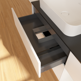 Тумба під раковину Villeroy & Boch Finion 120х50,1 см із підсвічуванням МДФ білий матовий лак/скло чорне матове G692GFMT