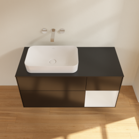 Тумба под раковину Villeroy & Boch Finion 120х50,1 см с подсветкой МДФ черный матовый лак/стекло черное матовое G692GFPD