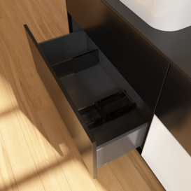 Тумба под раковину Villeroy & Boch Finion 120х50,1 см с подсветкой МДФ черный матовый лак/стекло черное матовое G692GFPD