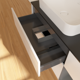 Тумба под раковину Villeroy & Boch Finion 120х50,1 см с подсветкой МДФ глянцевый белый лак/стекло черное матовое G692GKGF