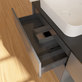 Тумба под раковину Villeroy & Boch Finion 120х50,1 см с подсветкой МДФ антрацит матовый лак/стекло черное матовое G692GKGK