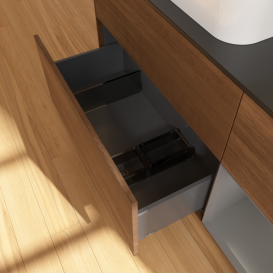 Тумба под раковину Villeroy & Boch Finion 120х50,1 см с подсветкой МДФ шпон грецкого ореха/стекло черное матовое G692GKGN